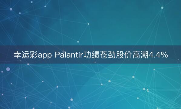 幸运彩app Palantir功绩苍劲股价高潮4.4%
