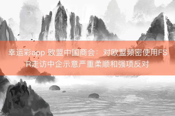 幸运彩app 欧盟中国商会：对欧盟频密使用FSR走访中企示意严重柔顺和强项反对