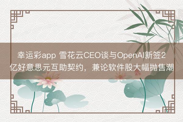 幸运彩app 雪花云CEO谈与OpenAI新签2亿好意思元互助契约，兼论软件股大幅抛售潮