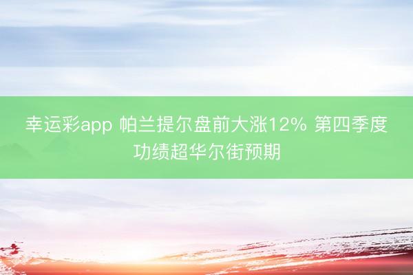 幸运彩app 帕兰提尔盘前大涨12% 第四季度功绩超华尔街预期