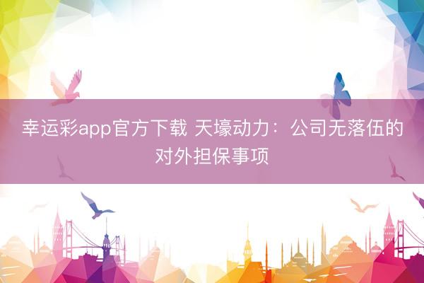 幸运彩app官方下载 天壕动力：公司无落伍的对外担保事项