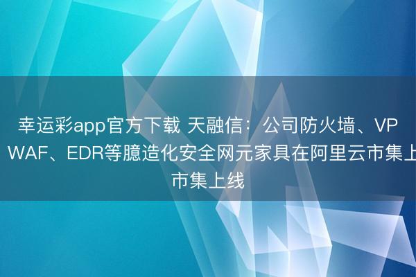 幸运彩app官方下载 天融信：公司防火墙、VPN、WAF、EDR等臆造化安全网元家具在阿里云市集上线