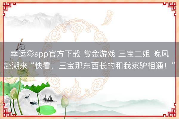 幸运彩app官方下载 赏金游戏 三宝二姐 晚风赴潮来 “快看,三宝那东西长的和我家驴相通!”
