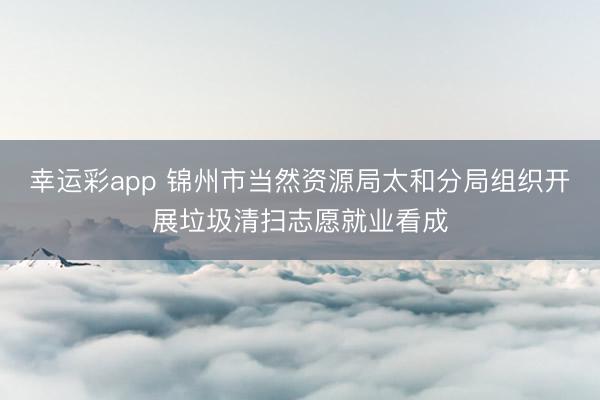 幸运彩app 锦州市当然资源局太和分局组织开展垃圾清扫志愿就业看成