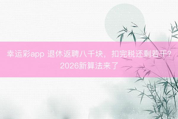 幸运彩app 退休返聘八千块,扣完税还剩若干?2026新算法来了