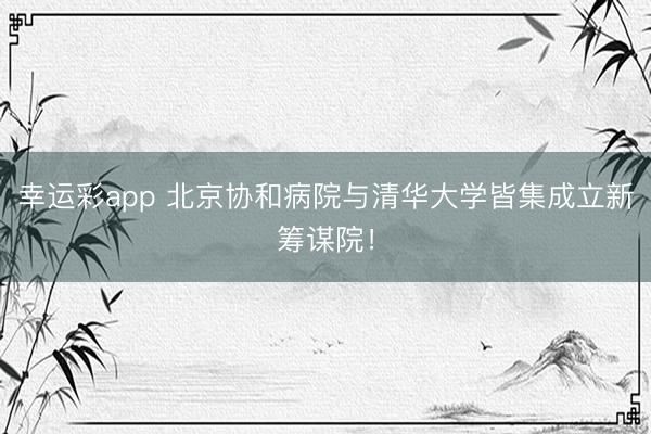 幸运彩app 北京协和病院与清华大学皆集成立新筹谋院！