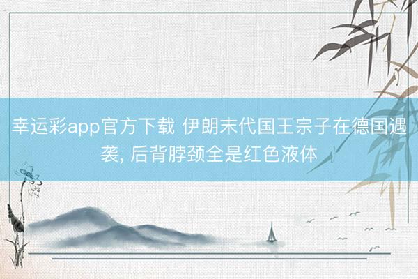 幸运彩app官方下载 伊朗末代国王宗子在德国遇袭， 后背脖颈全是红色液体