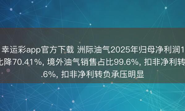 幸运彩app官方下载 洲际油气2025年归母净利润1.44亿元同比降70.41%， 境外油气销售占比99.6%， 扣非净利转负承压明显