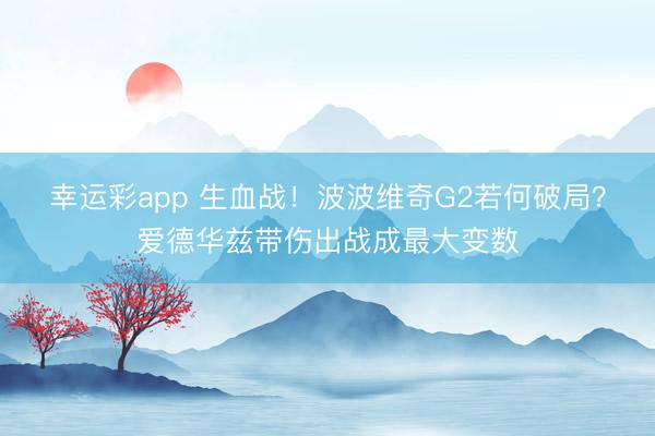 幸运彩app 生血战！波波维奇G2若何破局？爱德华兹带伤出战成最大变数