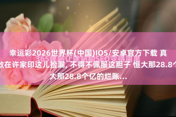 幸运彩2026世界杯(中国)IOS/安卓官方下载 真有东说念主敢在许家印这儿捡漏， 不得不佩服这胆子 恒大那28.8个亿的烂账...