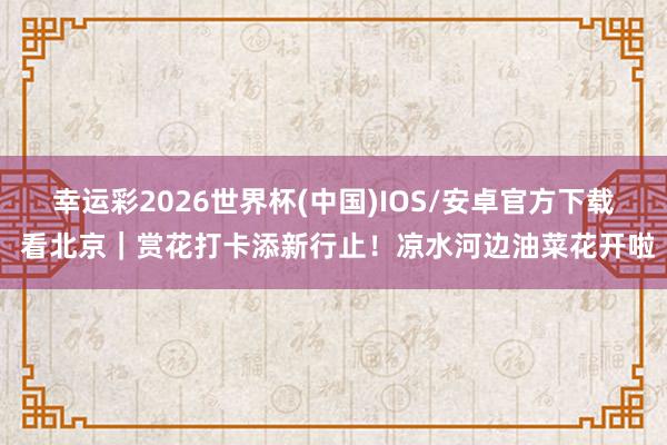 幸运彩2026世界杯(中国)IOS/安卓官方下载 看北京｜赏花打卡添新行止！凉水河边油菜花开啦