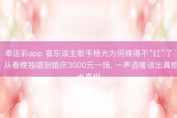幸运彩app 盲东谈主歌手杨光为何倏得不“红”了: 从春晚独唱到婚庆3000元一场， 一声咨嗟谈出真相