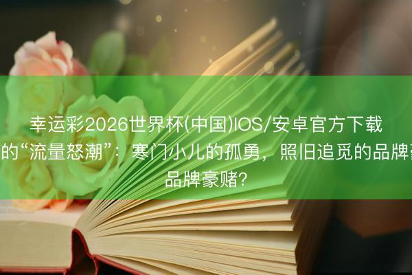 幸运彩2026世界杯(中国)IOS/安卓官方下载 俞浩的“流量怒潮”：寒门小儿的孤勇，照旧追觅的品牌豪赌？