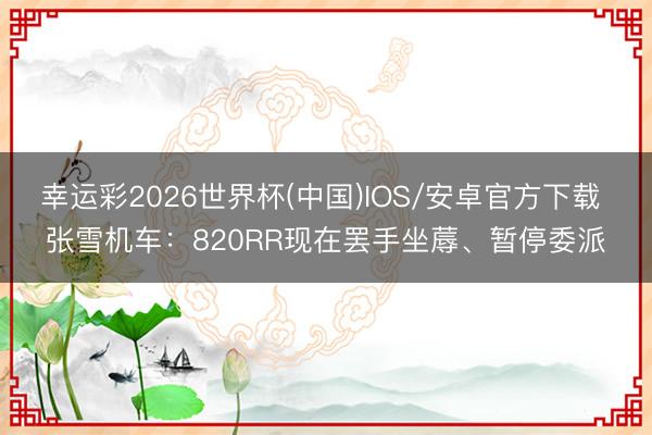 幸运彩2026世界杯(中国)IOS/安卓官方下载 张雪机车：820RR现在罢手坐蓐、暂停委派