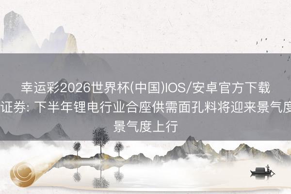 幸运彩2026世界杯(中国)IOS/安卓官方下载 中信证券: 下半年锂电行业合座供需面孔料将迎来景气度上行