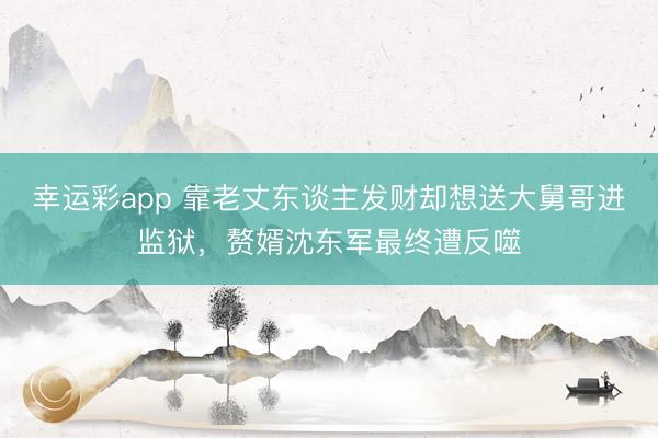 幸运彩app 靠老丈东谈主发财却想送大舅哥进监狱，赘婿沈东军最终遭反噬